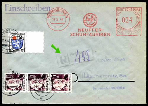 EMA type Cor de Poste sur lettre recomandée