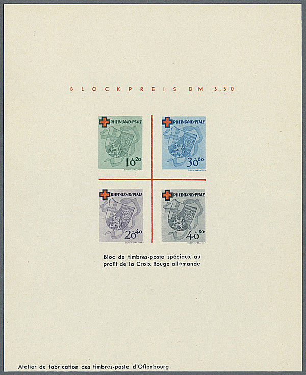 Epreuve de luxe bloc Croix-Rouge Rhénanie Palatinat