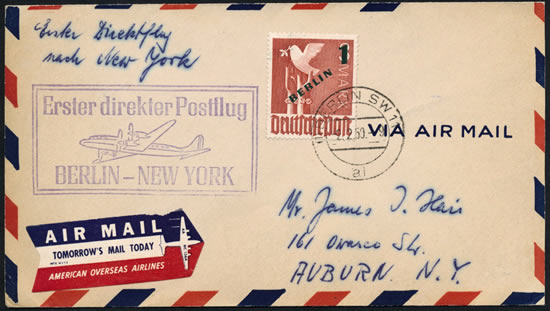 1er vol direct Berlin New-York 2 février 1950