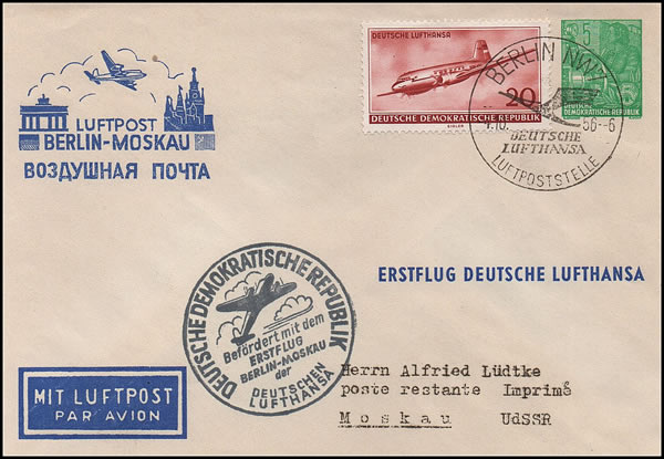 Premier vol de la Lufthansa de DDR vers Moscou