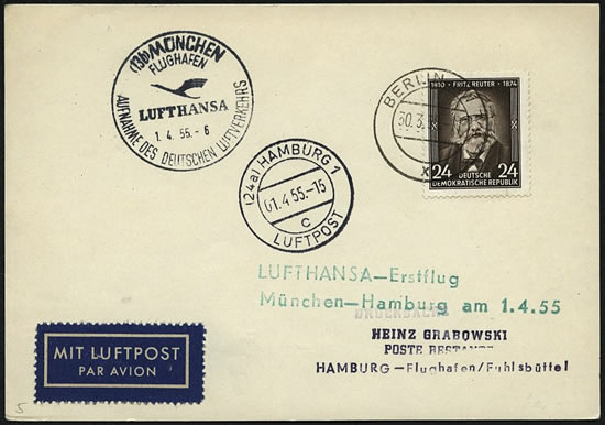 Erstflug Lufthansa Munich Hambourg