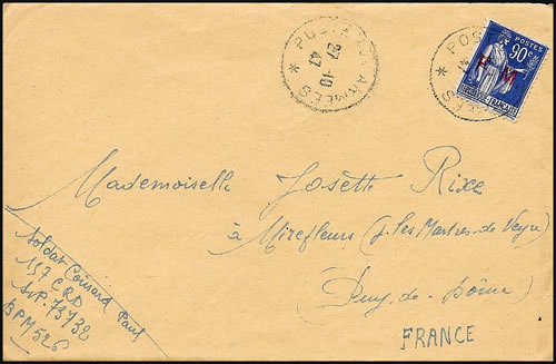 Timbre FM type Paix utilisé en Allemagne en 1947