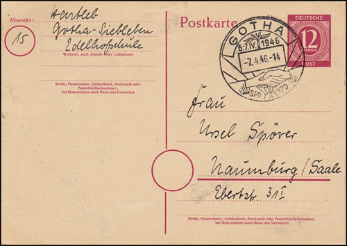 Oblitération SPD KPD Gotha 6-4/46