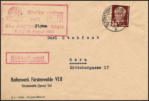 Griffe berlin ruft die Jugend der Welt aout 1951