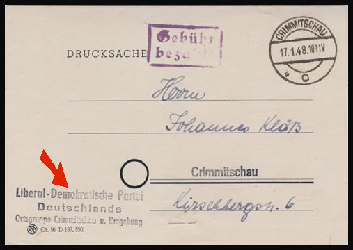 Imprimé du LDP de la zone  soviétique