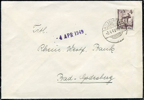 Imprimé de Rhénanie avril 1949