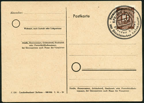 Oblitération fusion KPD / SPD sachsen