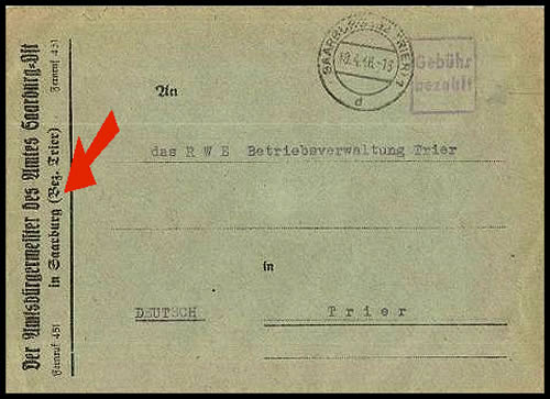 Lettre de saarburg (district de Trêves)