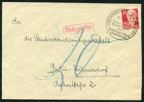 lettre de Thuringe pour berlin taxée  8/6/49