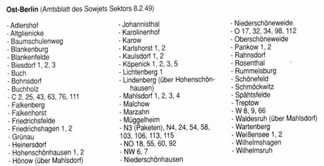 Liste des bureaux de berlin-est