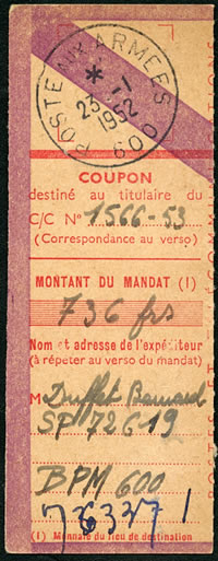 talon de mandat avec cachet BPM 600