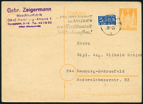 Entier CP avec vignette Notopfer