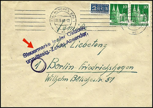 Timbre Notopfer non valable pour la RDA