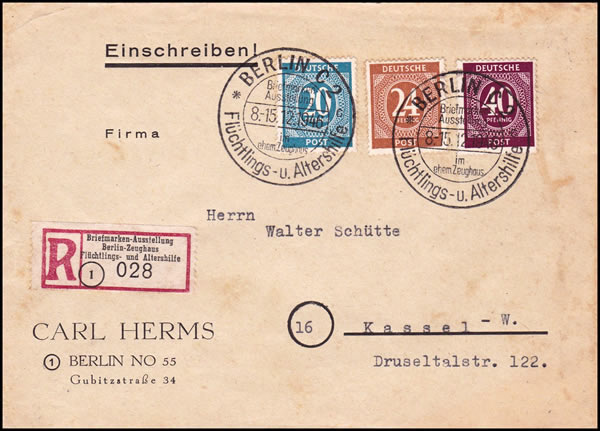 Oblitération temporaire exposition réfugés  décembre 1946