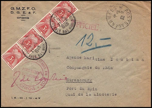 Lettre de OFIBOIS taxée à l'arrivée