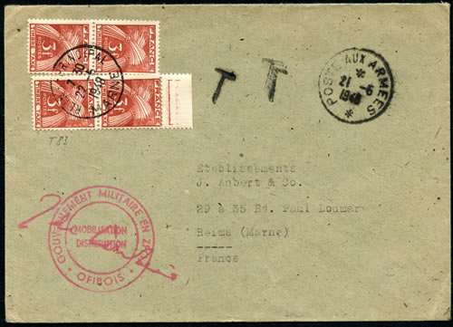 Pli de l'Office du Bois en Zone Française d'occupation