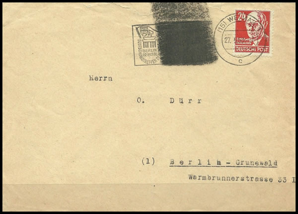 OMEC de DDR sur les "Combattants de la Paix" caviardée à l'arrivée à Berlin-Ouest