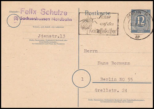 Entier carte postale à 12Pf gris oblitéré