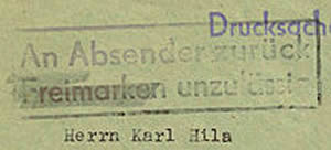 Griffe de retour contre une oblitération de propagande