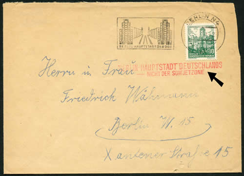 Flamme Berlin Capitale de la DDR avec griffe rouge