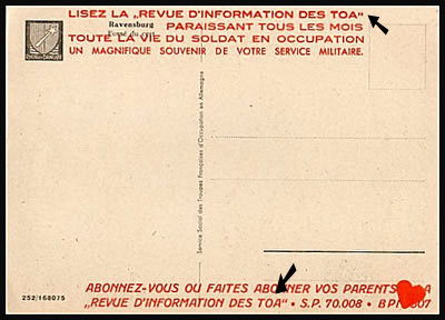 Carte d'abonnement à la revue d'information des TOA