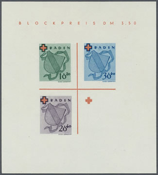 Impression incomplète du bloc Croix-Rouge de Bade