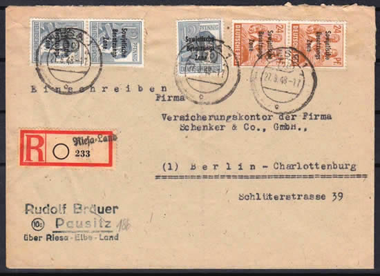 Lettre de la zone soviétique pour Berlin-Ouest