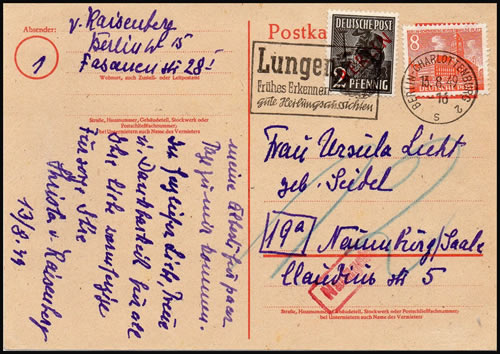 Timbres-berlin-ouest-refusés à l'Est 13/8/49