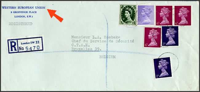 Lettre du secrétariat de l'UEO à Londres