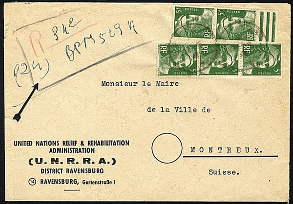 Lettre de l'UNRRA de Ravensburg