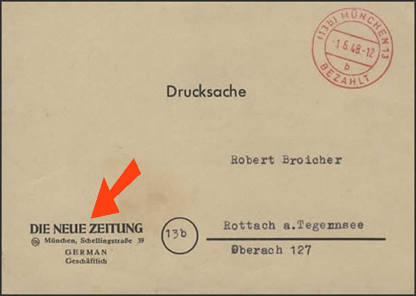 Lettre du Neue Zeitung