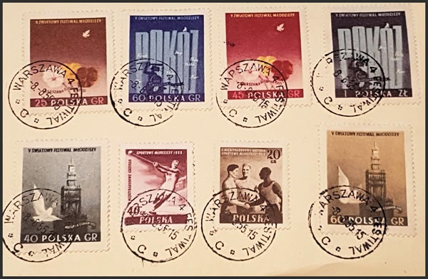 Festival de la Jeunesse de Varsovie 1955 série et cachet special