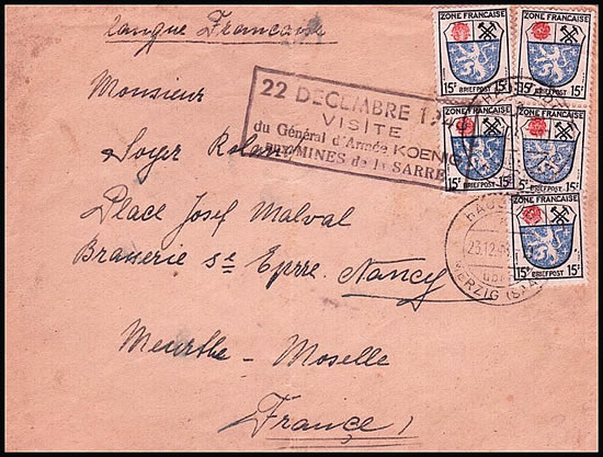 Visite du général Koenig en Sarre avec griffe