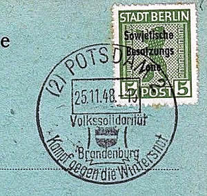Oblitération temporaire Volkssolidaritât Postdam