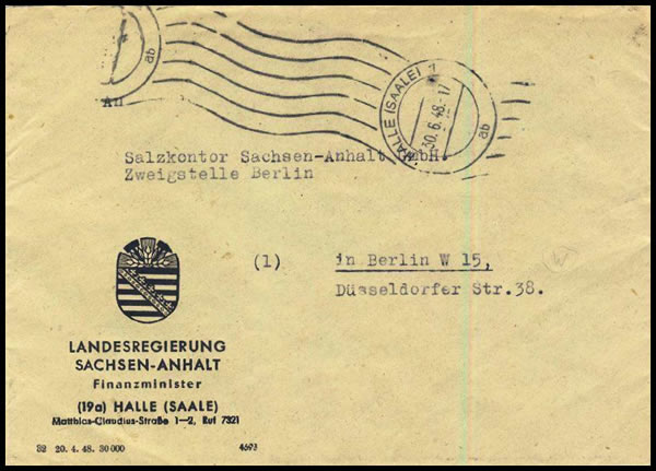 Lettre de la zone soviétique pour  B erlin-Ouest affranchissement au décuple