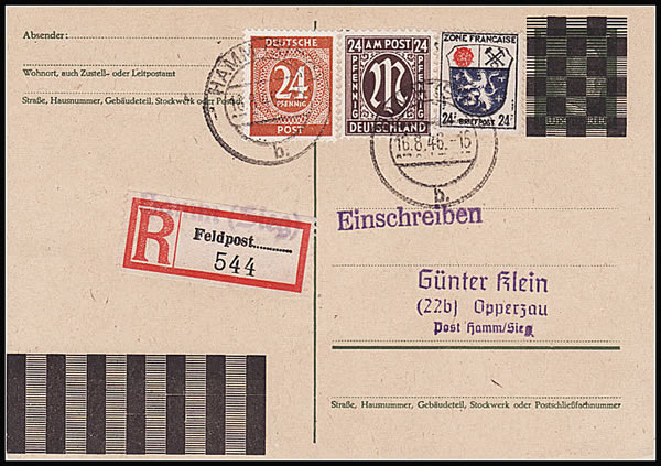 CP ZOF avec affranchissement mixte AM Post et timbres ZOF