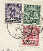 Timbres surchargés sur lettre