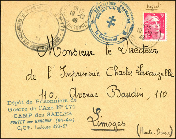 dépot de Prisonniers de guerre du Camp des sables