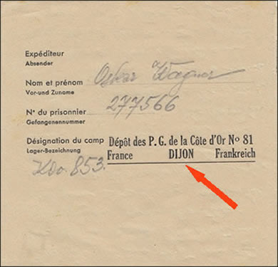 Formulaire de prisonnier de guerre à plier avec adresse preimprimée