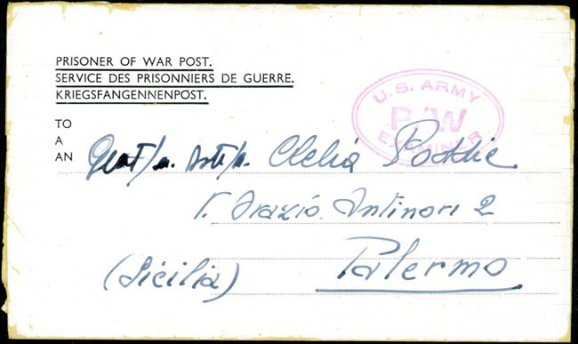 Formulaire quadrilingue pour prisonnier de guerre italien en Algérie