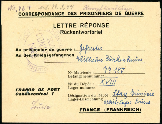 Camp de Prisonniers de guerre de l'Axe en Tunisie N° XVIII