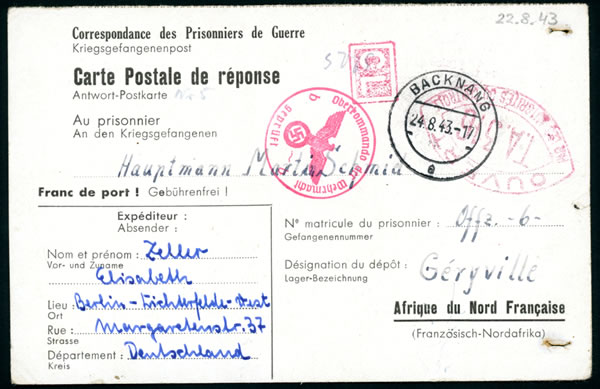 CP réponse  Prisonnier Allemand pour Gerryville
