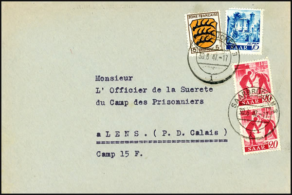 Lettre adressée à la Sûreté du camp de prisonniers de l'Axe de Lens