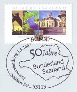FDC 50ème anniversaire du rattachement de la Sarre à la RFA