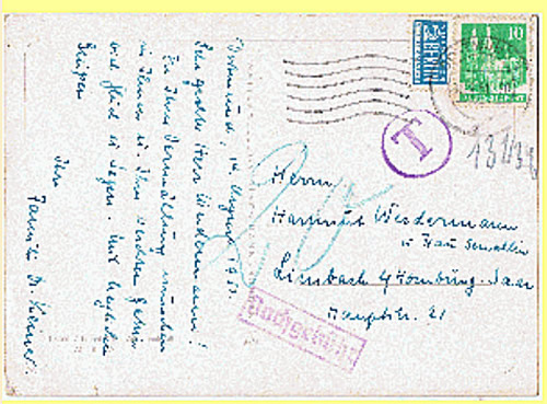 CP de RFA vers la Sarre affranchie au tarif intérieur avec NOTOPFER