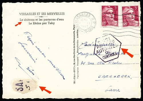 Carte postale illustrée saisie