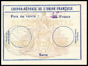 CRUF Surcharge 35 sur 25F légende sarre