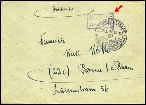 Marque de Port-payé en novembre 1947 en Sarre