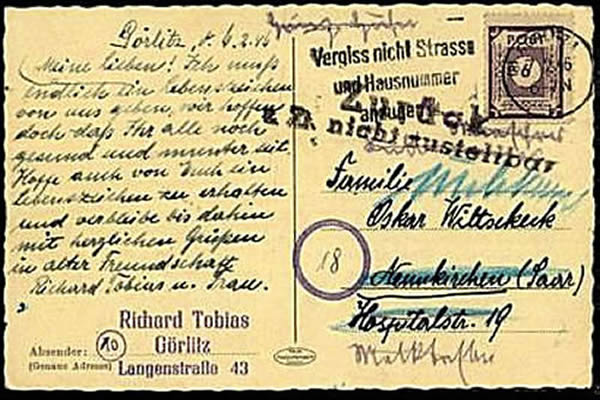 Carte postale illustrée inadmise en Sarre