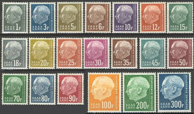 Série Théodor Heuss avec valeurs en F